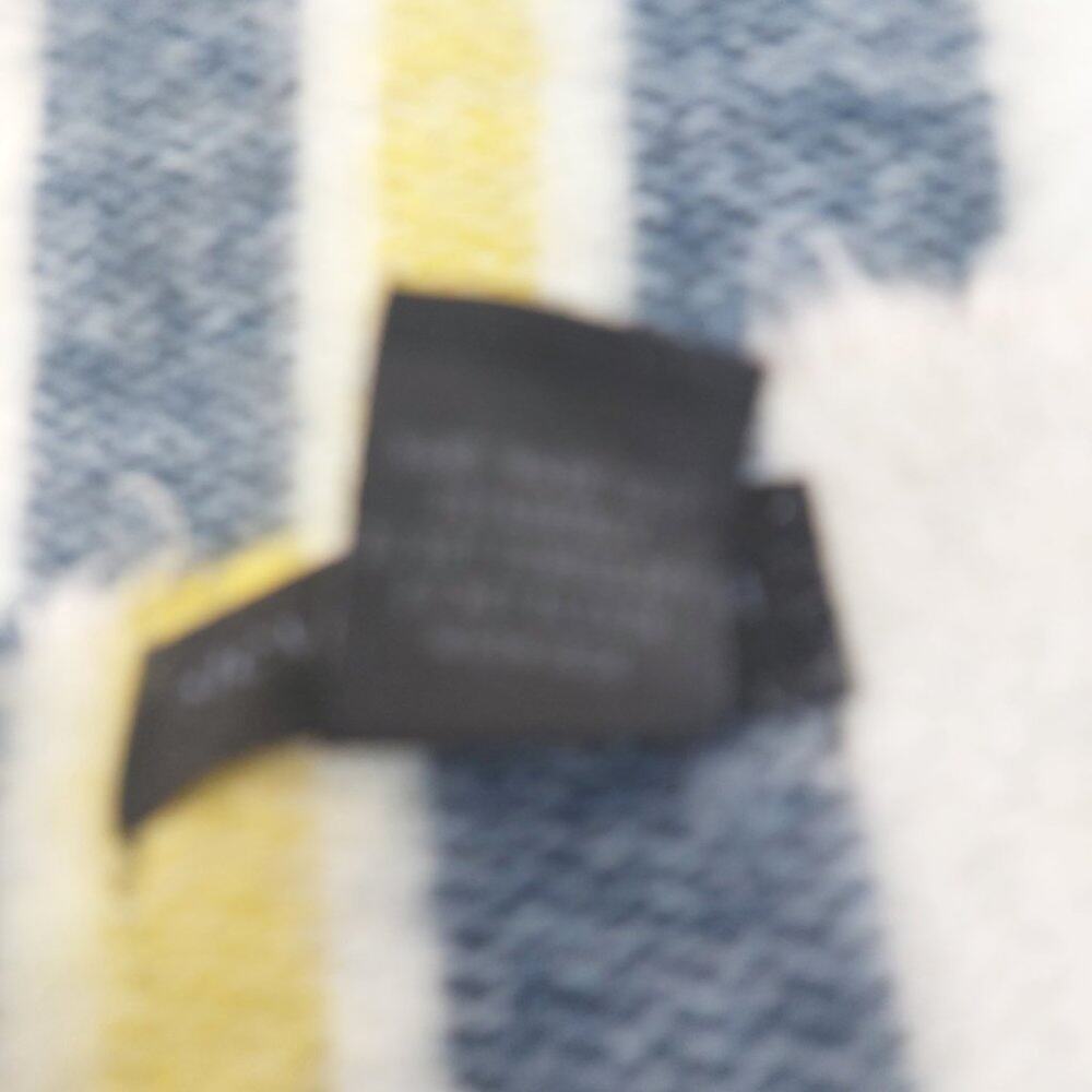 Steve Madden Fuzzy Scarf with Tassels Blue Navy Blue Aqua Yellow - Picture 2 of 10